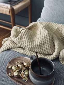 VIAMAJA Tæpper Og Puder|Restparti<Plaid Stone-washed Vaflet Bomuld - Gul