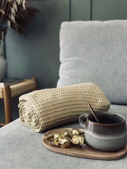 VIAMAJA Tæpper Og Puder|Restparti<Plaid Stone-washed Vaflet Bomuld - Gul
