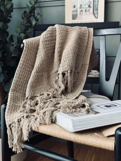 VIAMAJA Tæpper Og Puder<Plaid vaflet bomuld - Beige