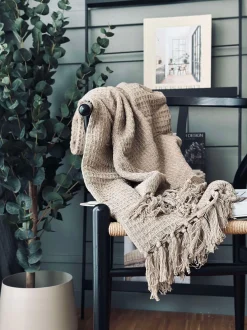 VIAMAJA Tæpper Og Puder<Plaid vaflet bomuld - Beige