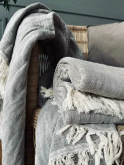 VIAMAJA Tæpper Og Puder<Plaid vævet med kork – Nature grey mix