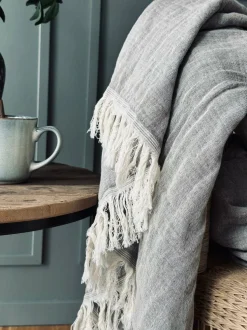 VIAMAJA Tæpper Og Puder<Plaid vævet med kork – Nature grey mix