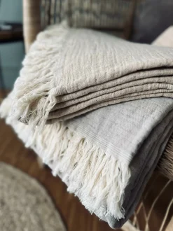 VIAMAJA Tæpper Og Puder<Plaid vævet med kork – Nature mix