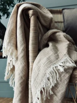 VIAMAJA Tæpper Og Puder<Plaid vævet med kork – Nature mix