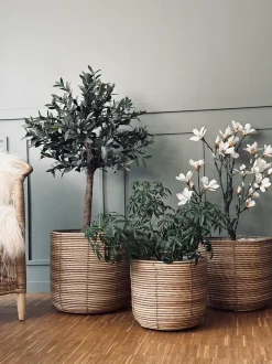 VIAMAJA Restparti|Havekrukker<Plantekurve RATTAN BIG - Sæt med 3 størrelser