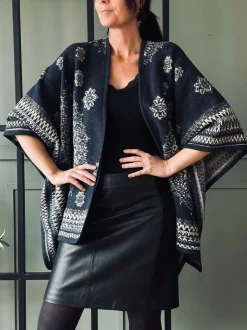 VIAMAJA Poncho<Poncho Blue boheme