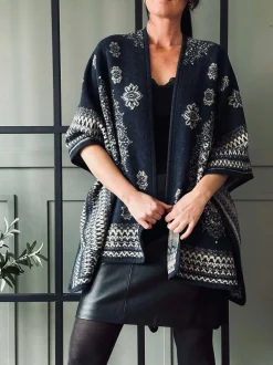 VIAMAJA Poncho<Poncho Blue boheme