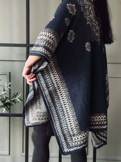 VIAMAJA Poncho<Poncho Blue boheme