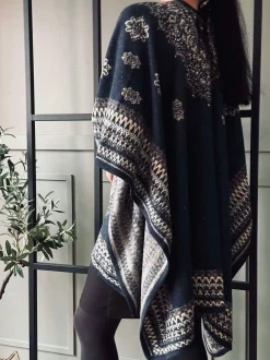 VIAMAJA Poncho<Poncho Blue boheme