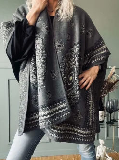 VIAMAJA Poncho<Poncho Grey boheme