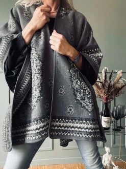 VIAMAJA Poncho<Poncho Grey boheme