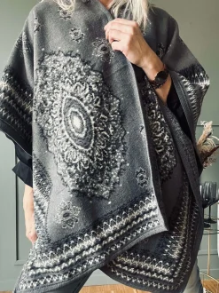 VIAMAJA Poncho<Poncho Grey boheme