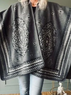 VIAMAJA Poncho<Poncho Grey boheme