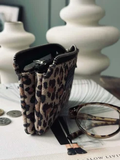VIAMAJA Punge Og Kortholdere<Pung i blød ruskind - Leopard