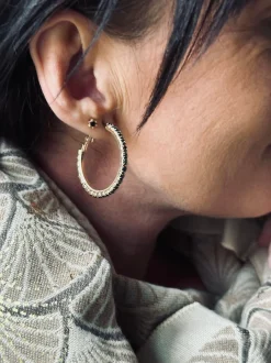 VIAMAJA Hoops<Øreringe Smilla Hoops 18K forgyldt - Black