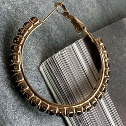VIAMAJA Hoops<Øreringe Smilla Hoops 18K forgyldt - Black