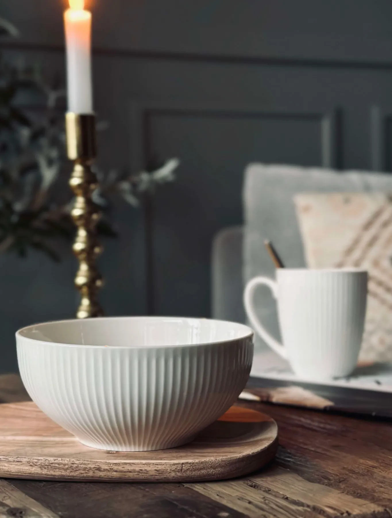 VIAMAJA Krus, Kopper Og Glas|Porcelæn Og Stentøj<Riflet porcelæn til 4 personer - 16 dele