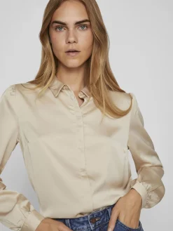 VIAMAJA Skjorter<Satinskjorte Luna Beige