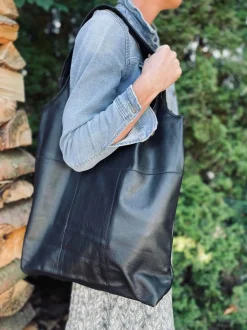 VIAMAJA Læder Tasker|Skuldertasker<Shopper - Black