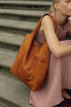 VIAMAJA Læder Tasker|Skuldertasker<Shopper – Cognac