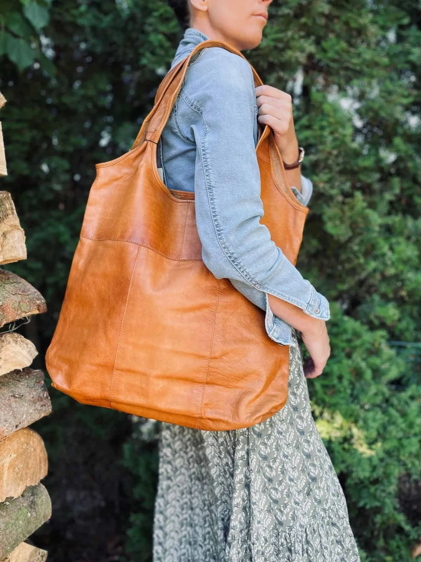 VIAMAJA Læder Tasker|Skuldertasker<Shopper – Cognac