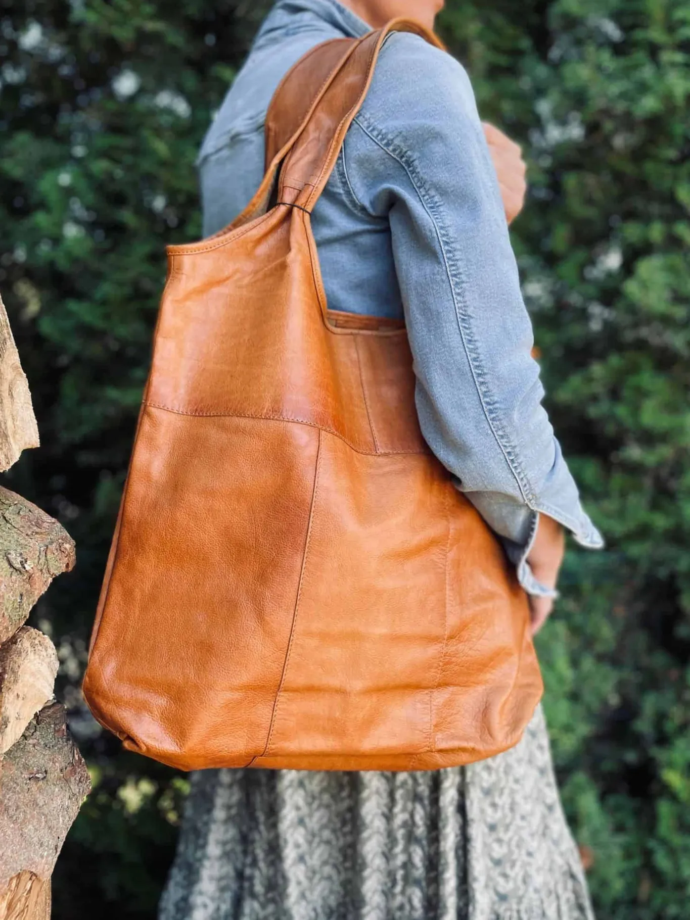 VIAMAJA Læder Tasker|Skuldertasker<Shopper – Cognac