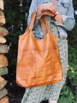 VIAMAJA Læder Tasker|Skuldertasker<Shopper – Cognac