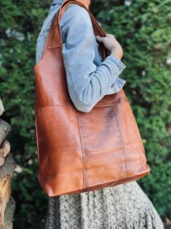 VIAMAJA Læder Tasker|Skuldertasker<Shopper – Walnut