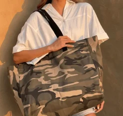 VIAMAJA Kanvas Tasker|Læder Tasker<Shopper ARMY Canvas Big