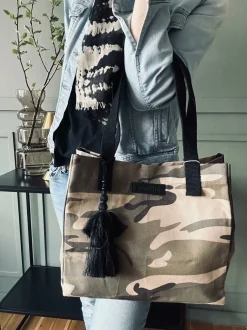 VIAMAJA Kanvas Tasker|Skuldertasker<Shopper ARMY Canvas Small