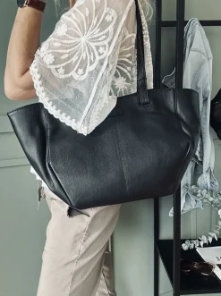 VIAMAJA Læder Tasker|Skuldertasker<Shopper Aura – Soft black leather