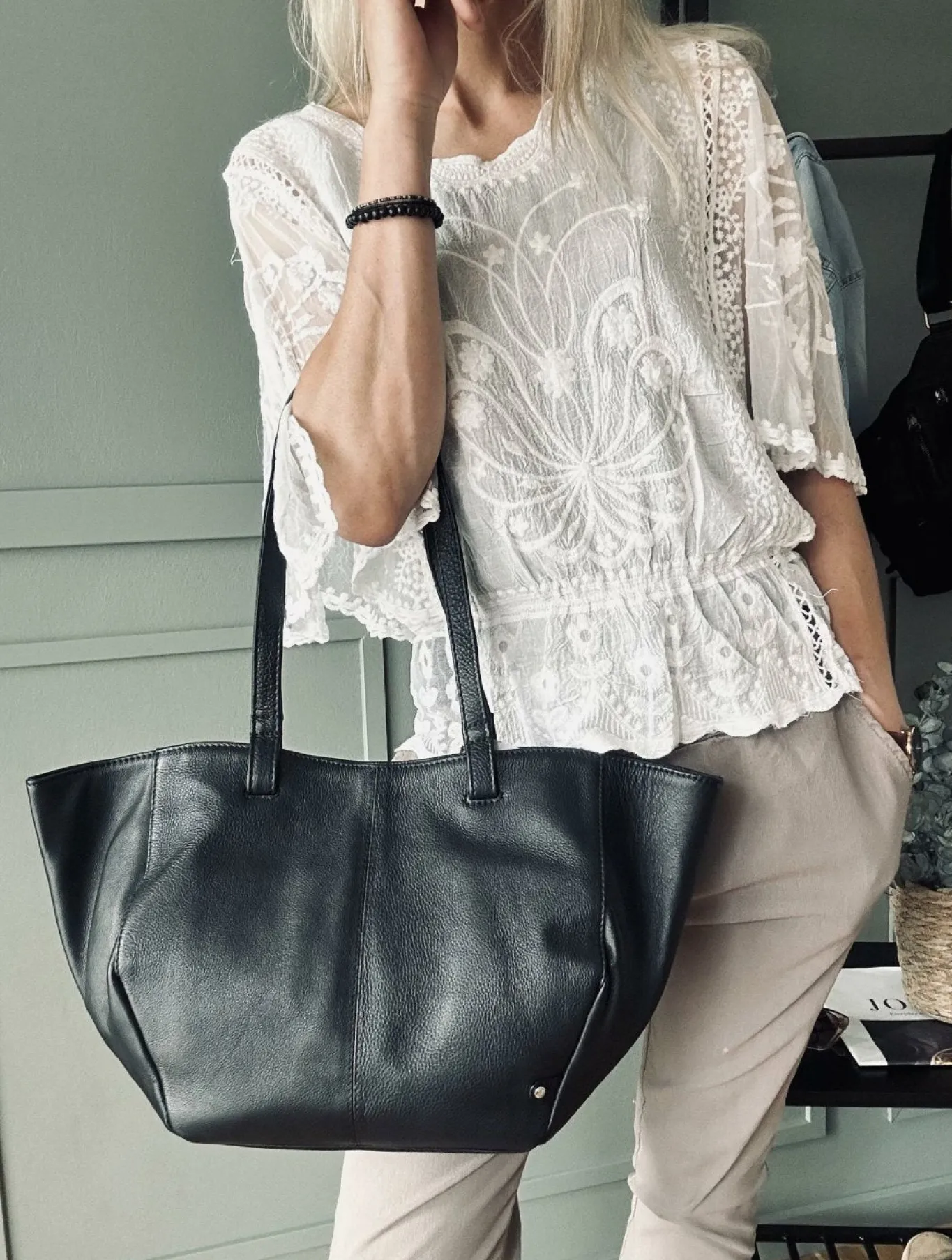 VIAMAJA Læder Tasker|Skuldertasker<Shopper Aura – Soft black leather