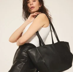 VIAMAJA Læder Tasker|Skuldertasker<Shopper Aura – Soft black leather