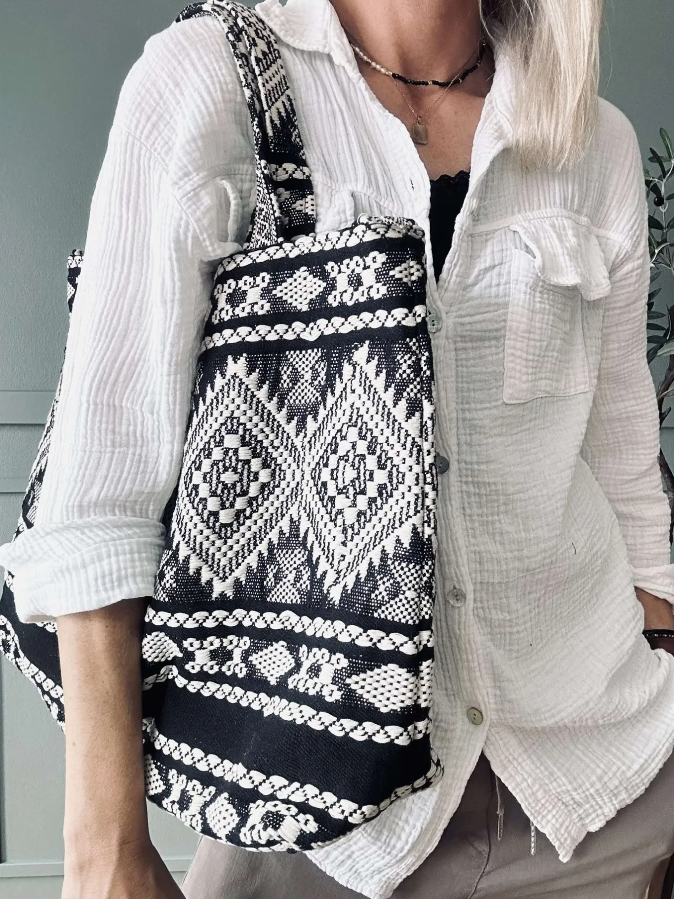 VIAMAJA Skuldertasker|Shoppere<Shopper Black boheme – Perfekt til yoga