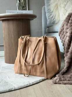 VIAMAJA Shoppere<Shopper i blød skindkvalitet - Sand