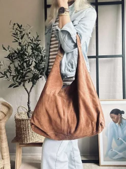 VIAMAJA Skuldertasker|Shoppere<Shopper i blødt ruskind - Cognac