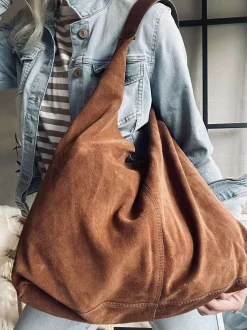 VIAMAJA Skuldertasker|Shoppere<Shopper i blødt ruskind - Cognac