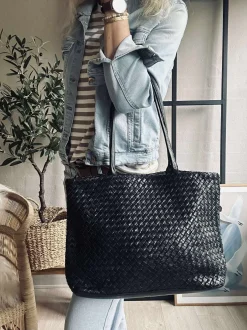 VIAMAJA Skuldertasker|Shoppere<Shopper i flettet skind - Black