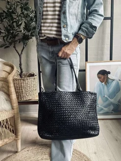 VIAMAJA Skuldertasker|Shoppere<Shopper i flettet skind - Black