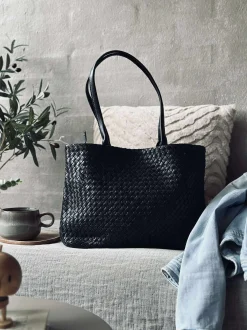 VIAMAJA Skuldertasker|Shoppere<Shopper i flettet skind - Black