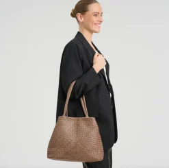 VIAMAJA Skuldertasker|Shoppere<Shopper i flettet skind - Dark taupe