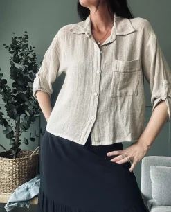 VIAMAJA Skjorter<Skjorte Milla - Hørmix beige
