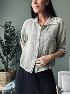 VIAMAJA Skjorter<Skjorte Milla - Hørmix kaki