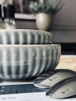 VIAMAJA Porcelæn Og Stentøj|Skåle Og Tallerkener<Skål VIGA strib stentøj - Blå 16cm