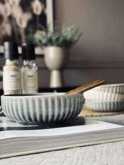 VIAMAJA Porcelæn Og Stentøj|Skåle Og Tallerkener<Skål VIGA strib stentøj - Blå 16cm