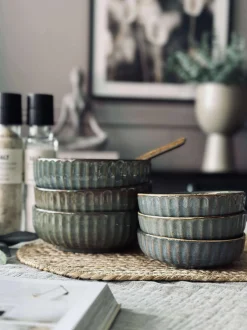VIAMAJA Porcelæn Og Stentøj|Skåle Og Tallerkener<Skål VIGA strib stentøj - Grå / brun
