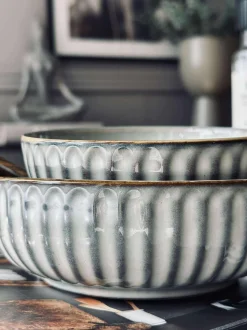 VIAMAJA Porcelæn Og Stentøj|Skåle Og Tallerkener<Skål VIGA strib stentøj - Grå