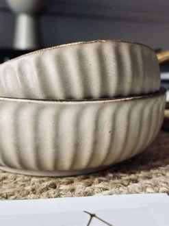 VIAMAJA Porcelæn Og Stentøj|Skåle Og Tallerkener<Skål VIGA strib stentøj - Mat brun 12cm