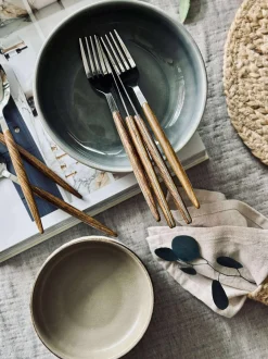 VIAMAJA Porcelæn Og Stentøj|Skåle Og Tallerkener<Skål VIGA strib stentøj - Mat brun 12cm