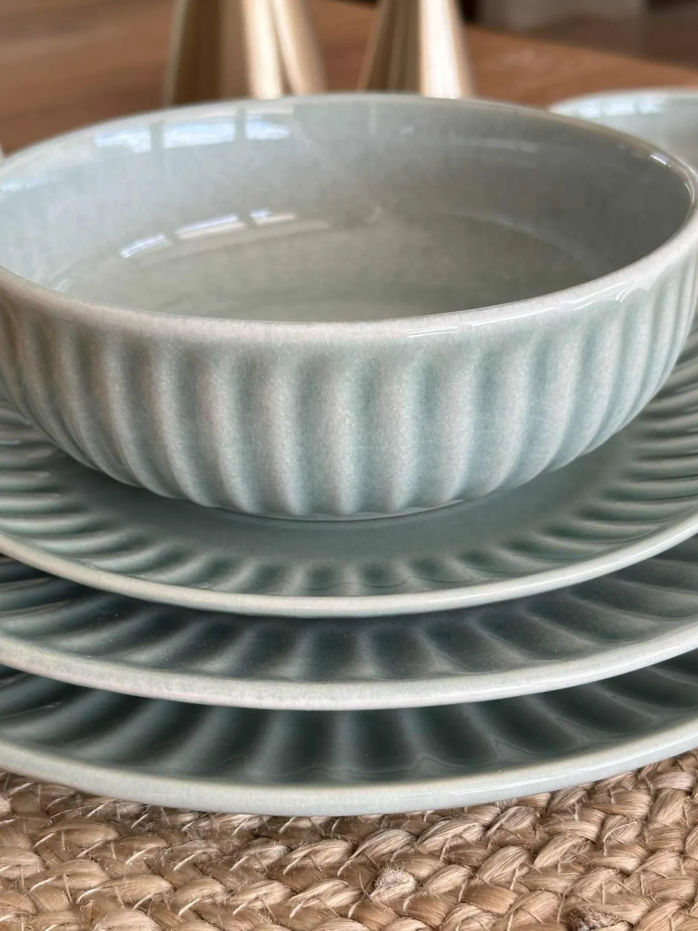 VIAMAJA Porcelæn Og Stentøj|Skåle Og Tallerkener<Skål VIGA strib stentøj - Mint flere størrelser
